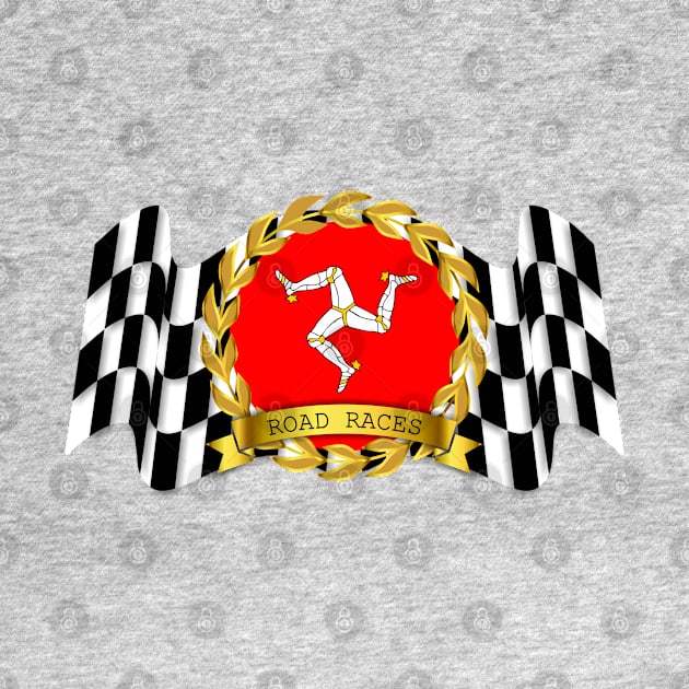 Isle of man flag with checkered racing flag by Lefteris